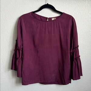 Allison Joy Deep Purple Blouse with Ruffled Sleeves